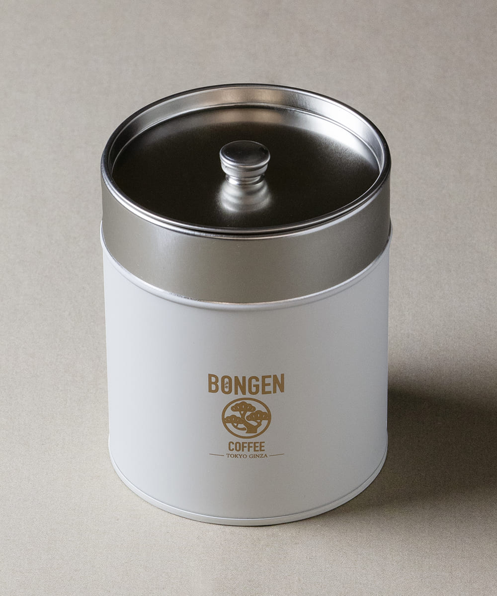 BONGEN コーヒー缶 マットホワイト × ゴールド (220g)